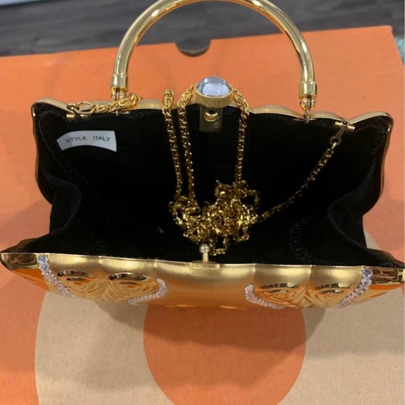 Gold Evening/Party Clutch Purse with stones. Very beautiful & chic purse - Picture 2 of 5